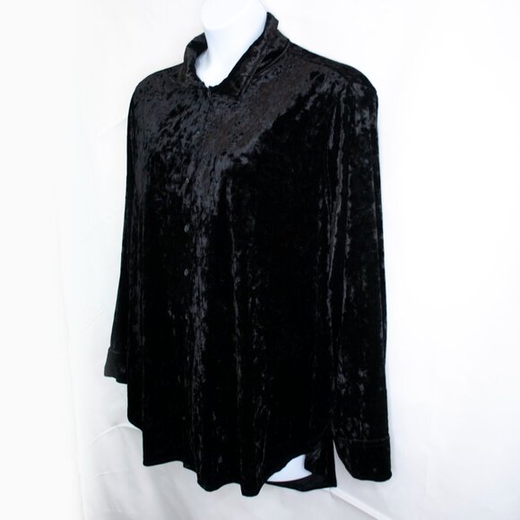 NEW Jessica Simpson Velour Shacket Top Womens XL Black Velvet Boho Witchy II04X - Picture 3 of 6